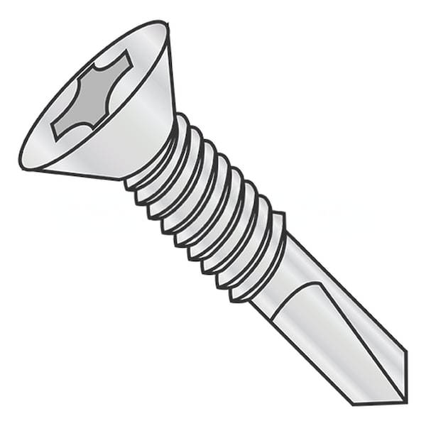 Usa Industrials Self-Drilling Screw, 1/4"-20 x 3 in, Zinc Plated Steel Flat Head Phillips Drive BULK-SCRW-12636 - main